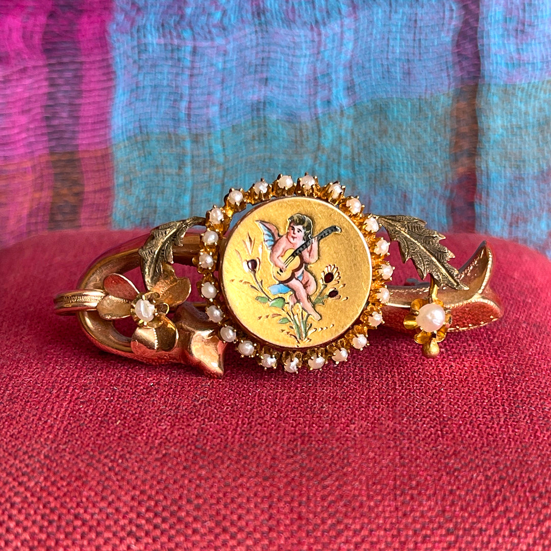 Victorian Enamel Cherub Jewelry Set A Whimsical Treasure
