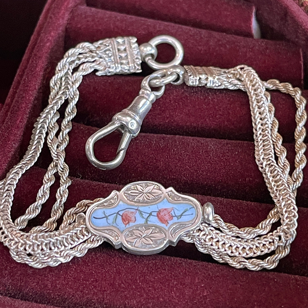 Victorian Silver and Enamel Albertina Bracelet, c. 1880