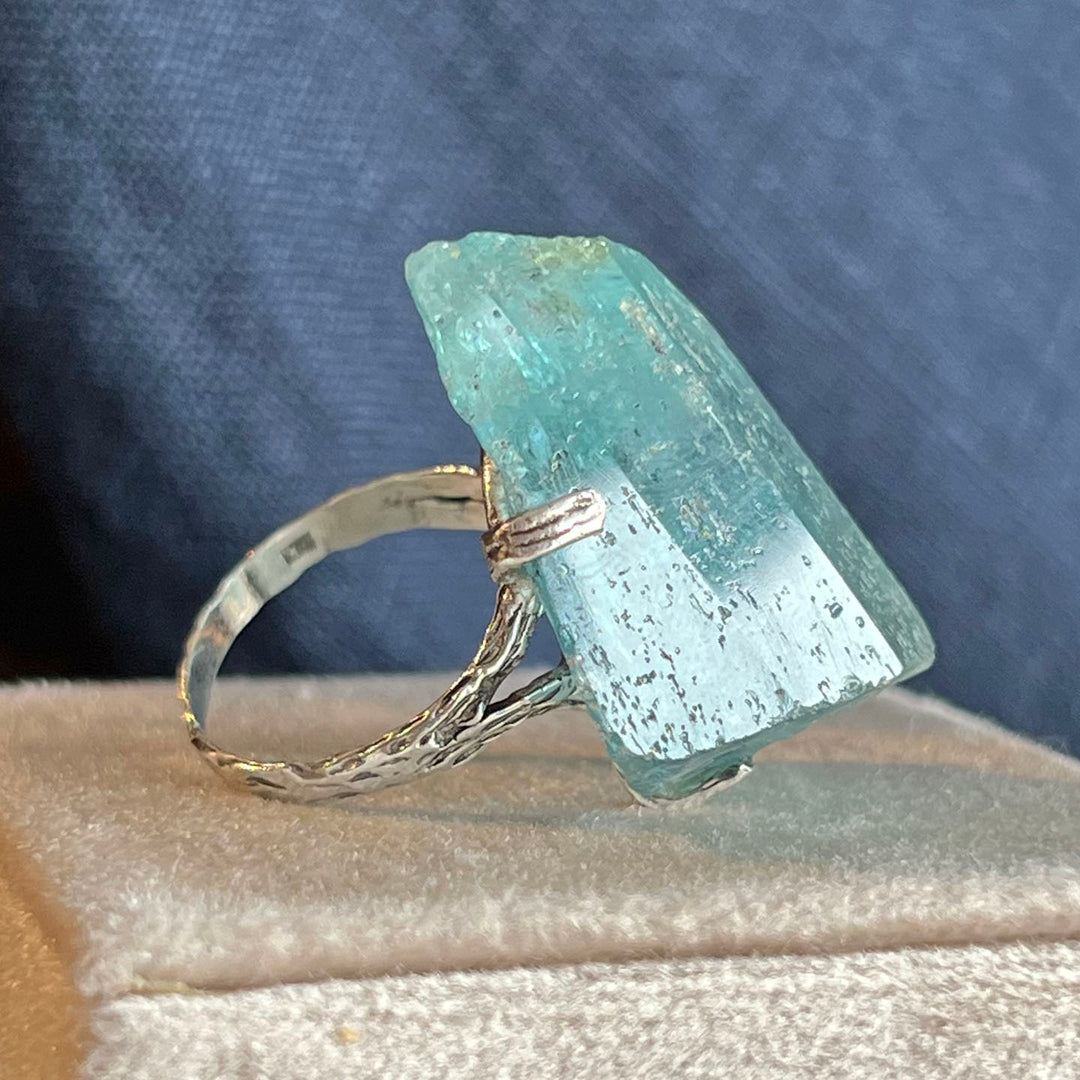 Antique Crystal Tourmaline Sterling Silver Ring c. 1920