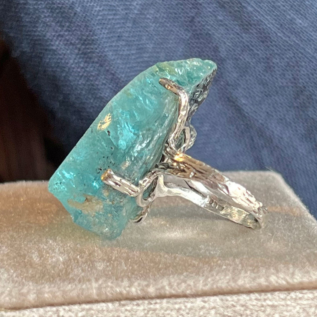 Antique Crystal Tourmaline Sterling Silver Ring c. 1920