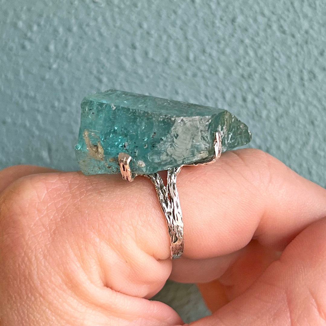 Antique Crystal Tourmaline Sterling Silver Ring c. 1920