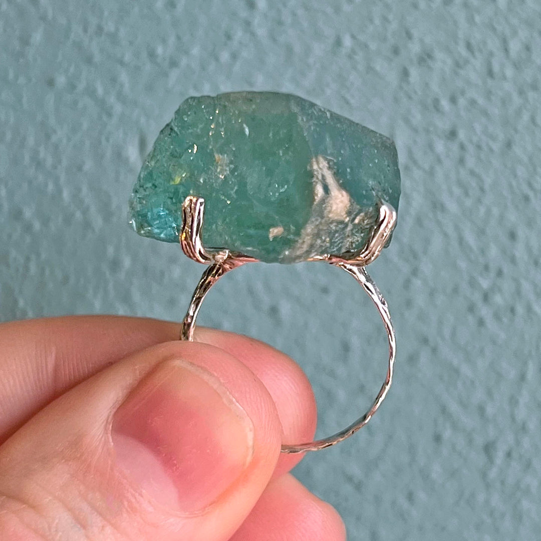 Antique Crystal Tourmaline Sterling Silver Ring c. 1920