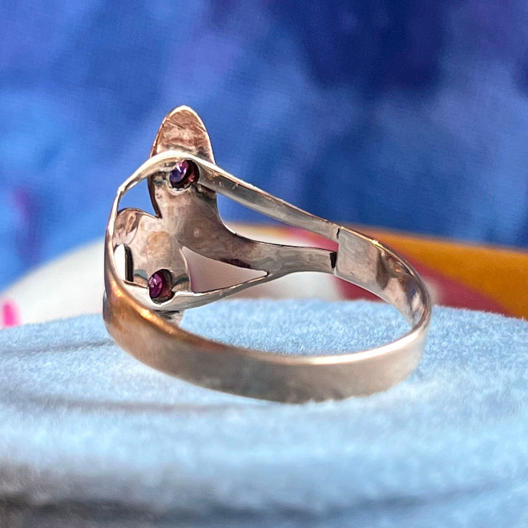 Antique Double Snake Ruby Gold Ring 15k
