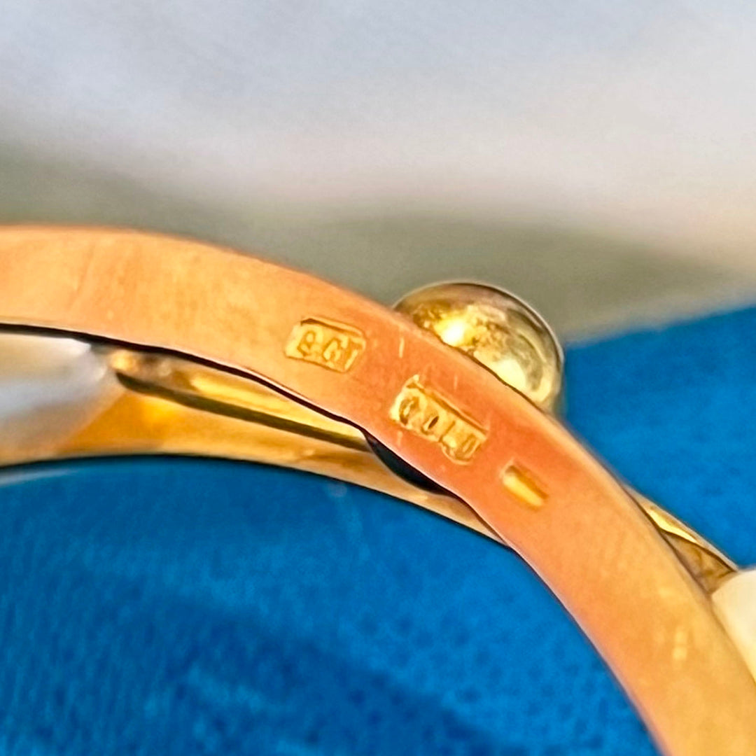 Antique Edwardian Pearl 9k Gold Bangle c. 1910