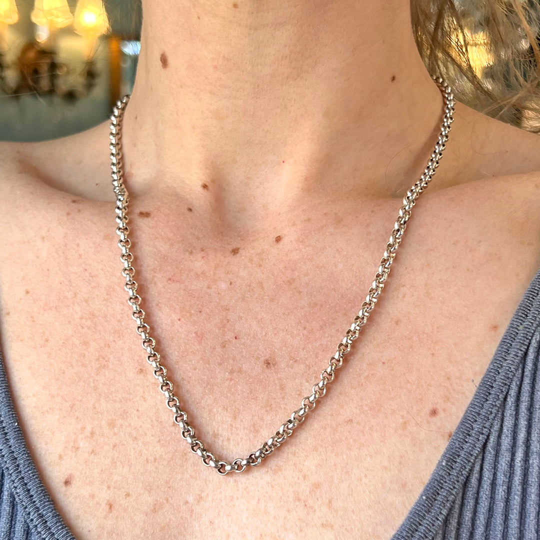 Antique Edwardian Silver Chain Necklace c.1910
