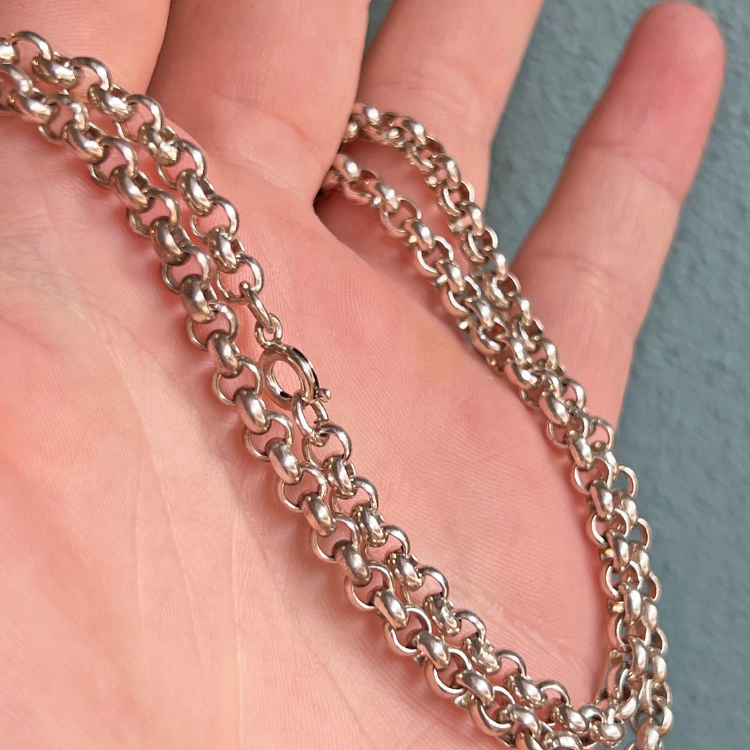 Antique Edwardian Silver Chain Necklace c.1910