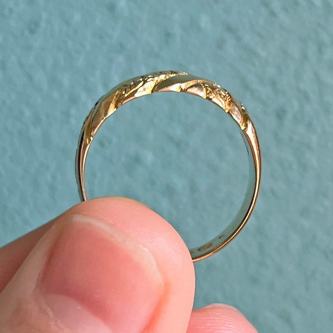 Antique Engraved Love Knot Ring, 18K Gold Chester 1904