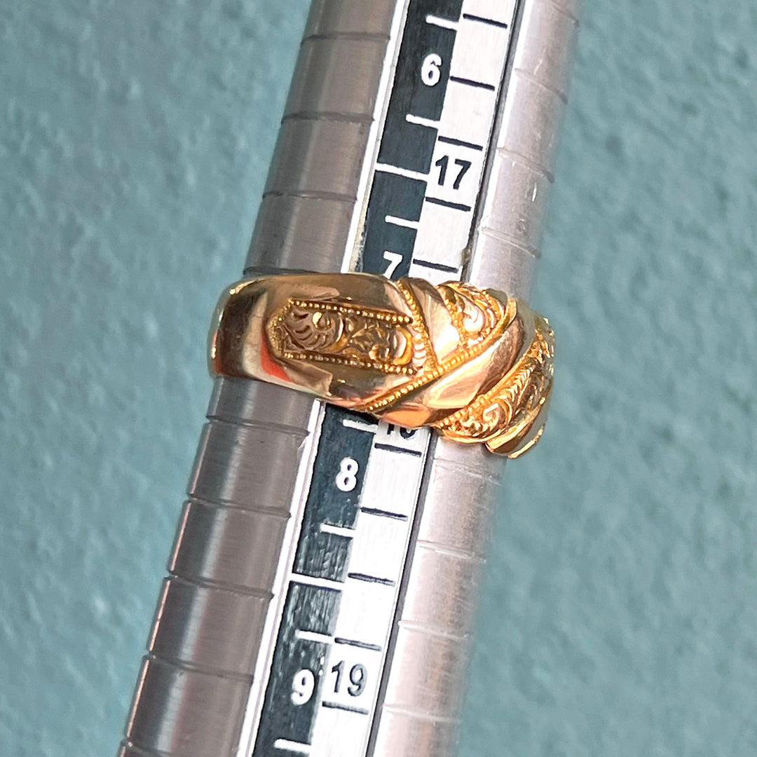Antique Engraved Love Knot Ring, 18K Gold Chester 1904