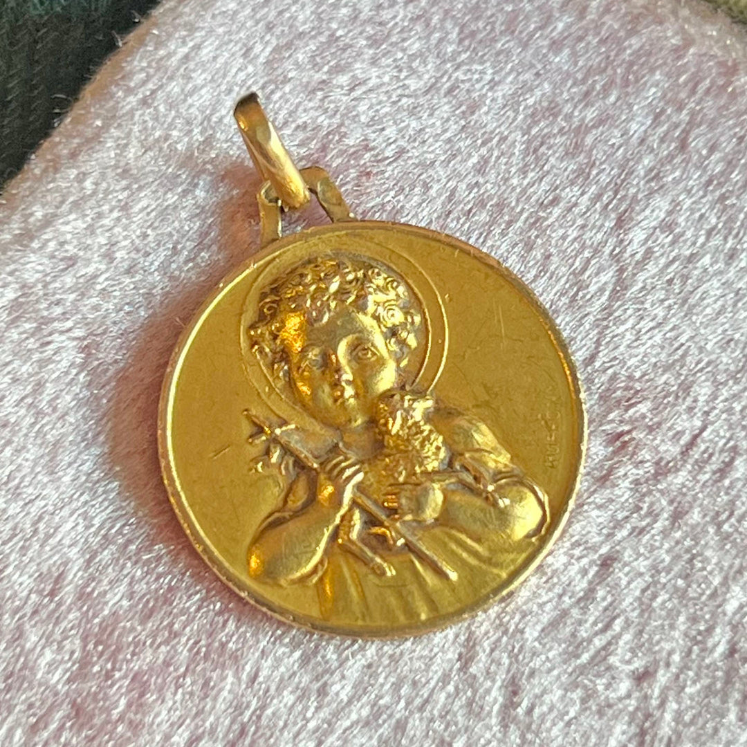 Antique French 18 Karat Gold Pendant St. John the Baptist c. 1900