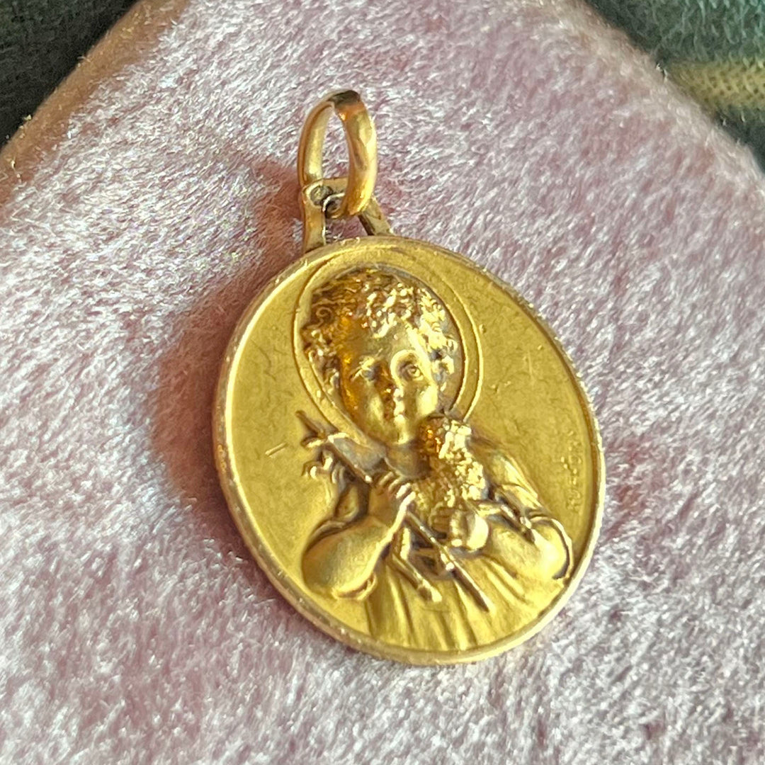 Antique French 18 Karat Gold Pendant St. John the Baptist c. 1900