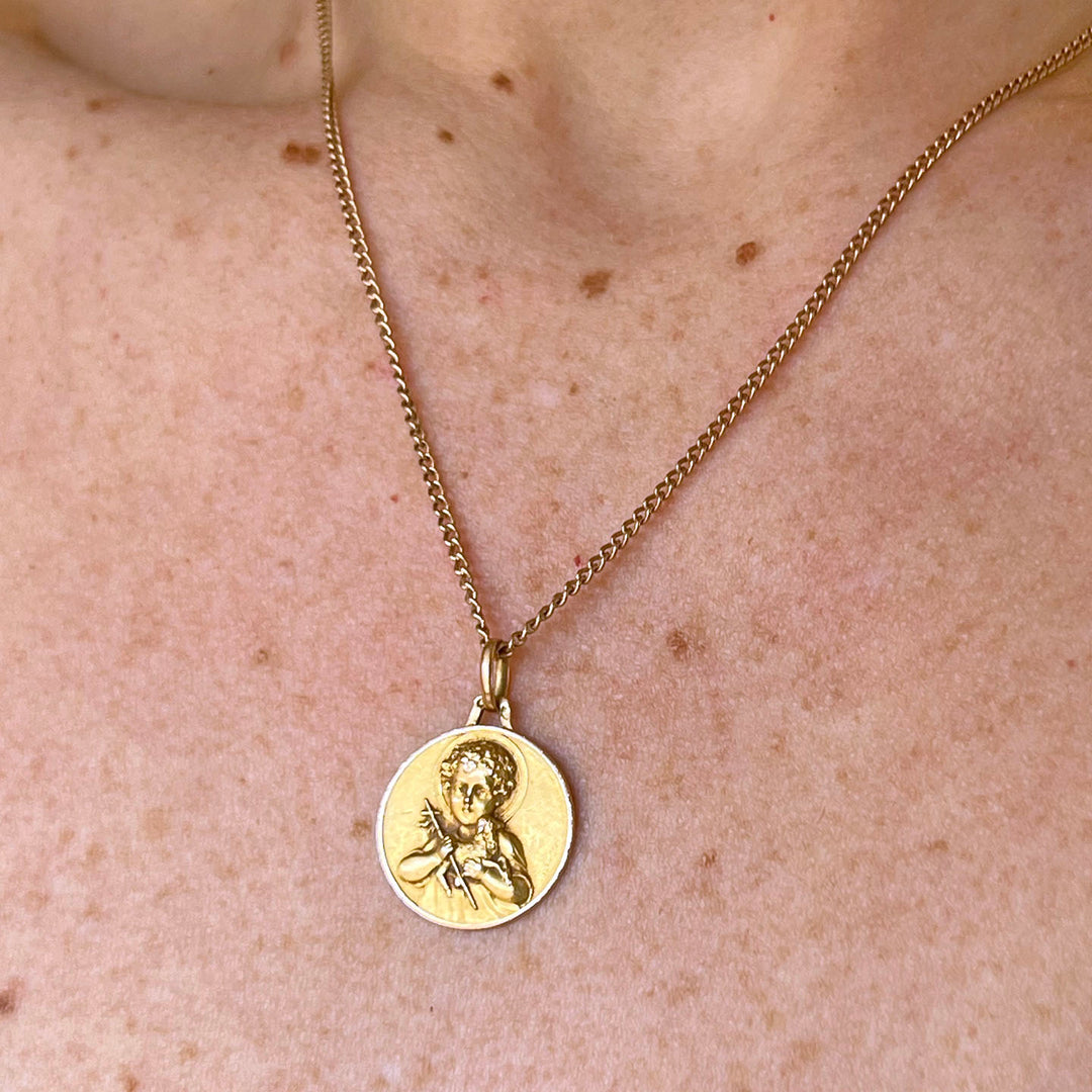 Antique French 18 Karat Gold Pendant St. John the Baptist c. 1900
