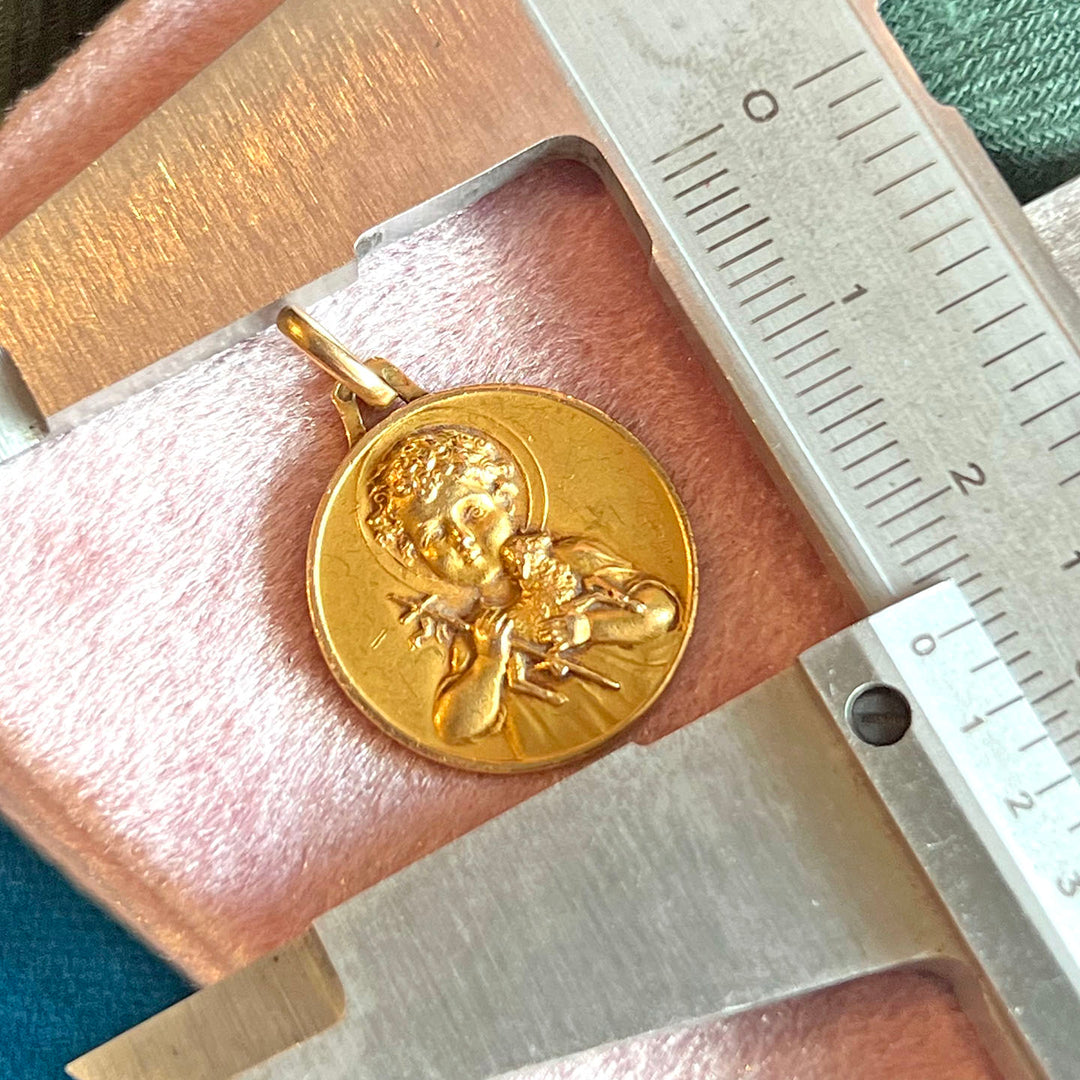 Antique French 18 Karat Gold Pendant St. John the Baptist c. 1900