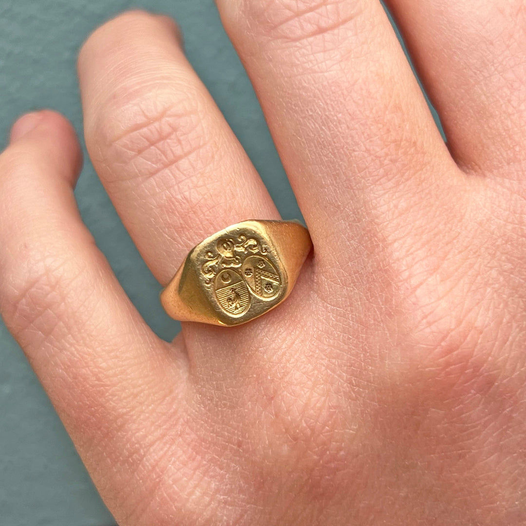 Antique French 18k Gold Signet Ring, c. 1890
