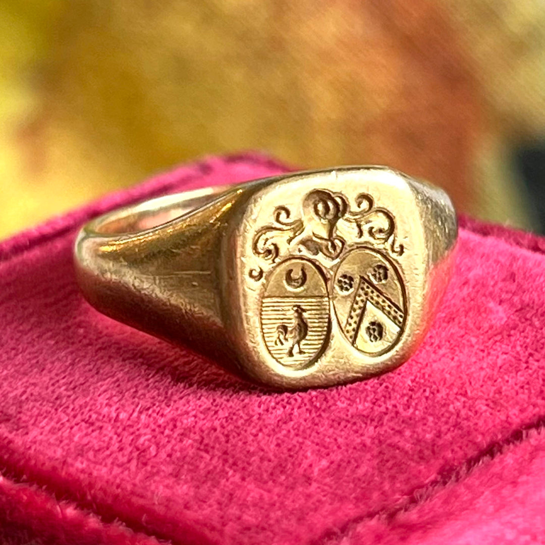 Antique French 18k Gold Signet Ring, c. 1890