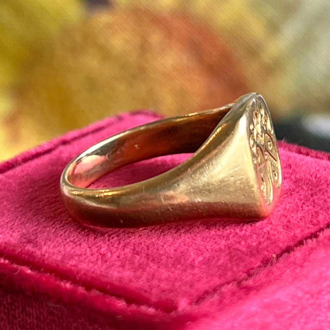 Antique French 18k Gold Signet Ring, c. 1890