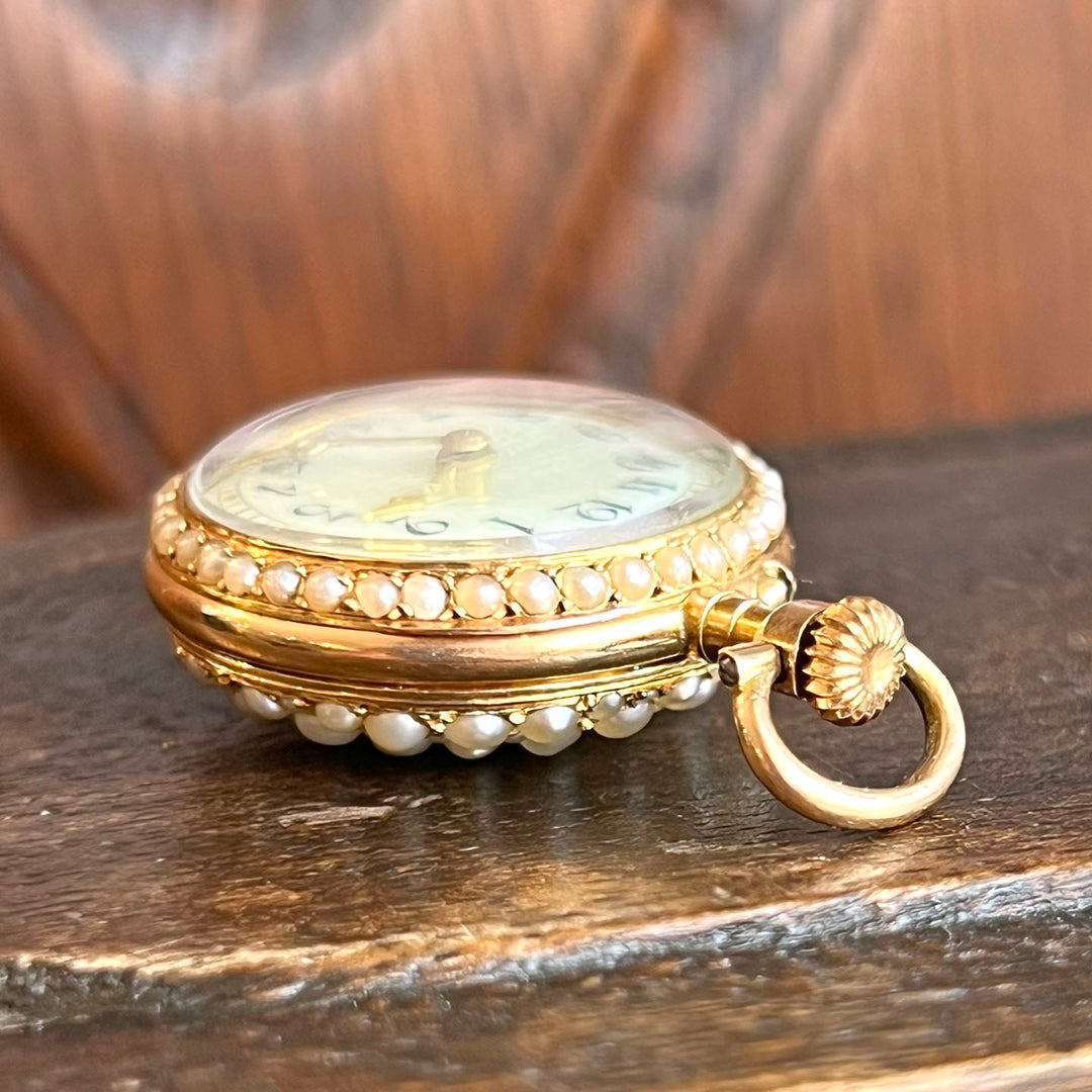Antique French Gold Pearl & Diamond Lady’s Watch c. 1890