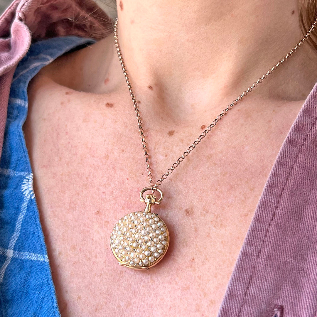 Antique French Gold Pearl & Diamond Lady’s Watch c. 1890