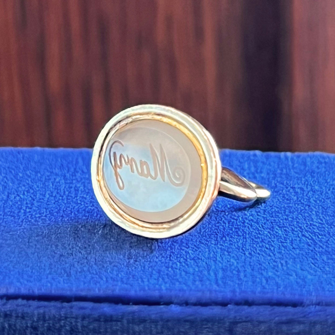 Antique Georgian Gold Fob Pendant Chalcedony “Mary” Intaglio, c.1820
