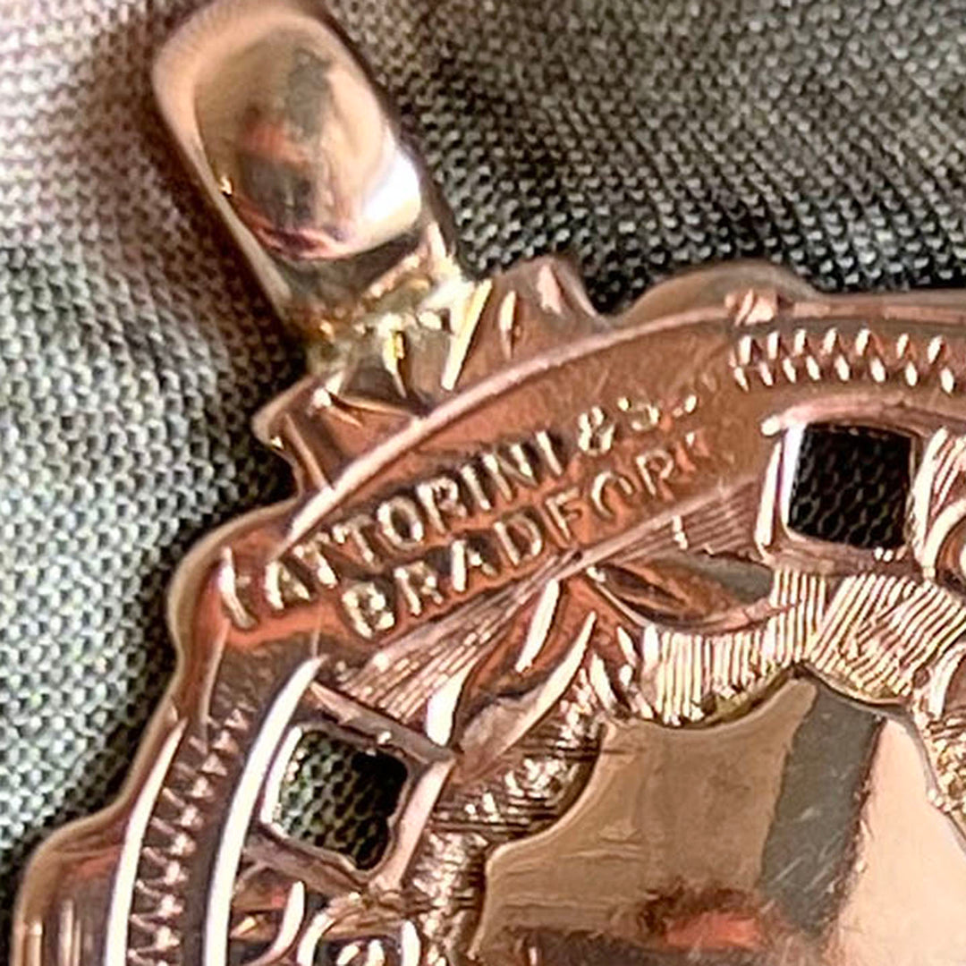 Antique Gold Shield Fob Pendant Fattorini & Sons, Birmingham 1914