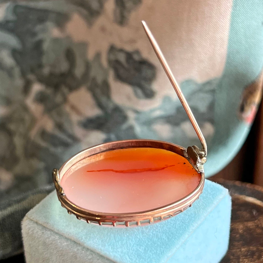 Antique Gold Victorian Brooch Banded Agate