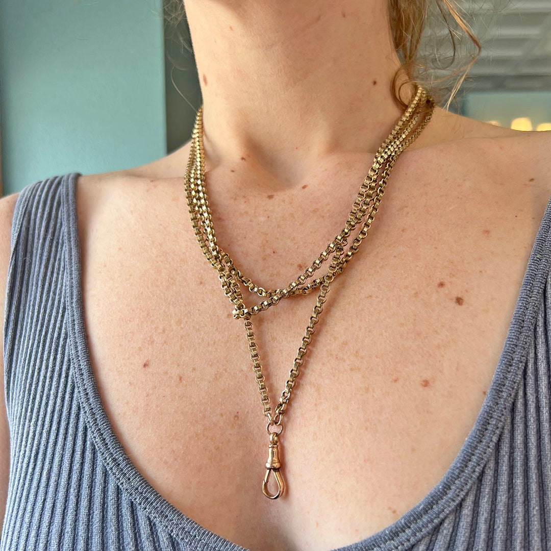 Antique Victorian 9k Gold 60” Chain c. 1880