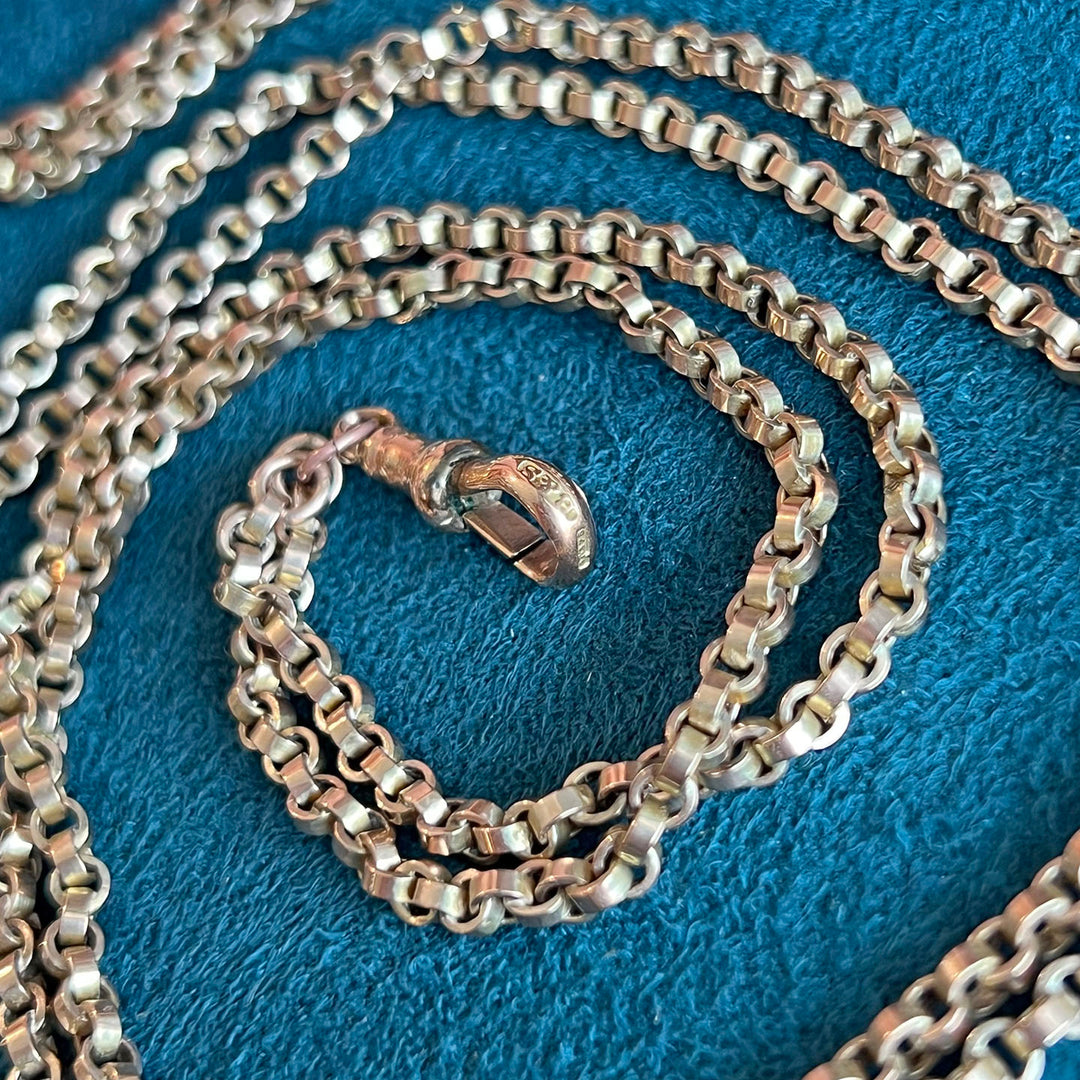 Antique Victorian 9k Gold 60” Chain c. 1880