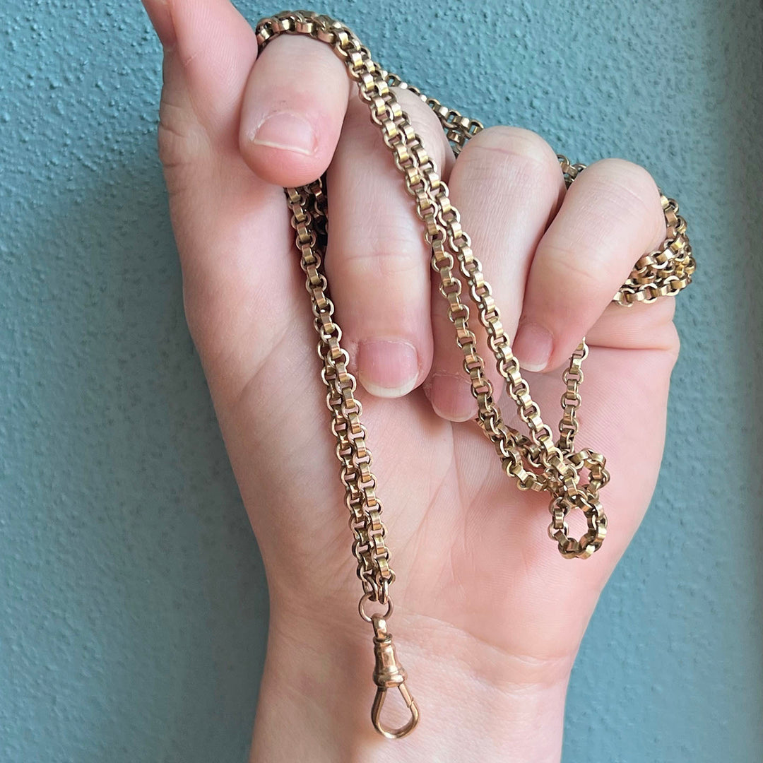 Antique Victorian 9k Gold 60” Chain c. 1880