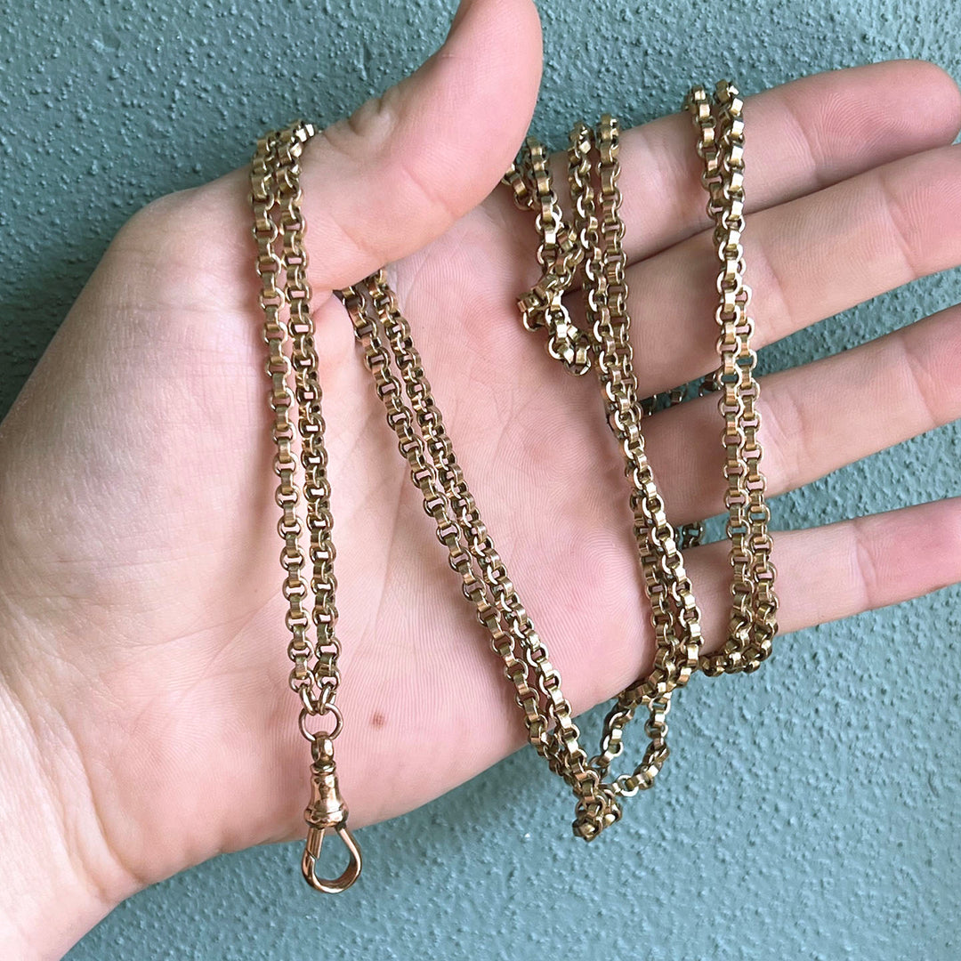 Antique Victorian 9k Gold 60” Chain c. 1880