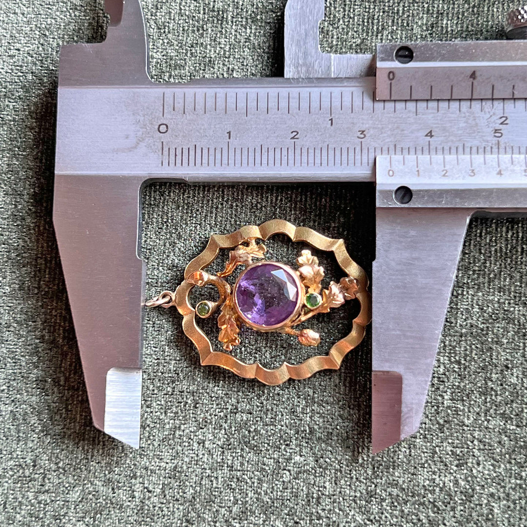 Antique Victorian Amethyst, Demantoid Garnet Pendant, c. 1890