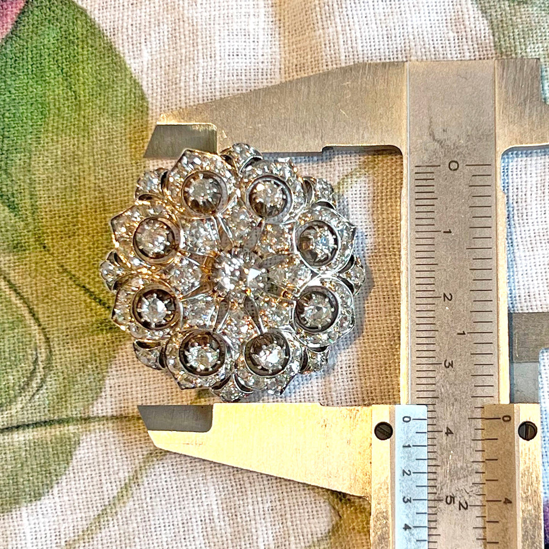 Antique Victorian Diamond Brooch Pendant Gold and Silver Setting c. 1870