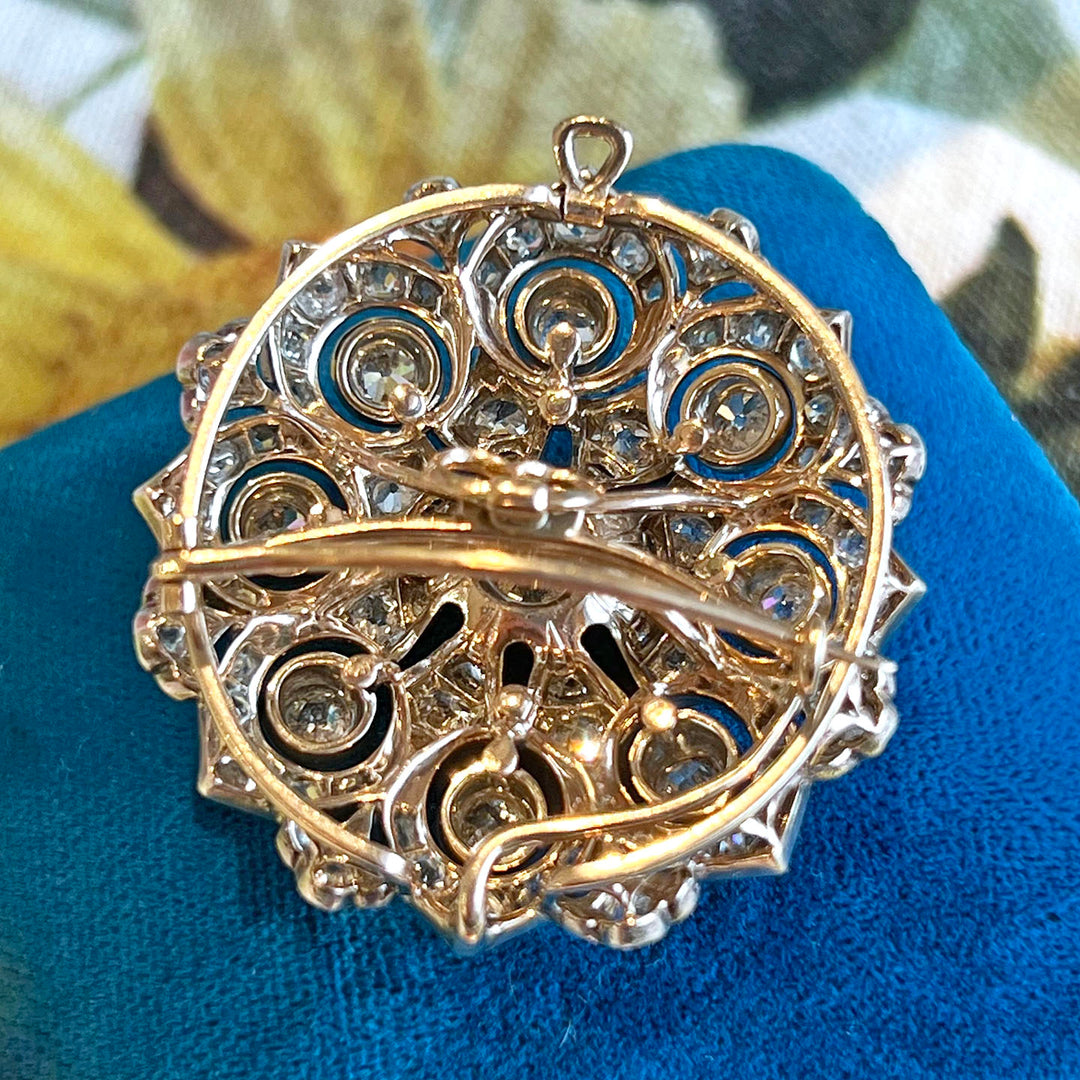 Antique Victorian Diamond Brooch Pendant Gold and Silver Setting c. 1870