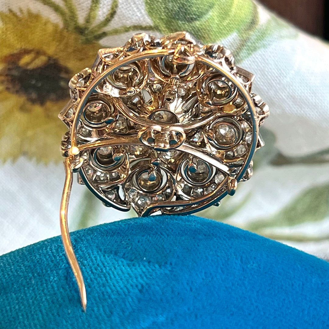 Antique Victorian Diamond Brooch Pendant Gold and Silver Setting c. 1870