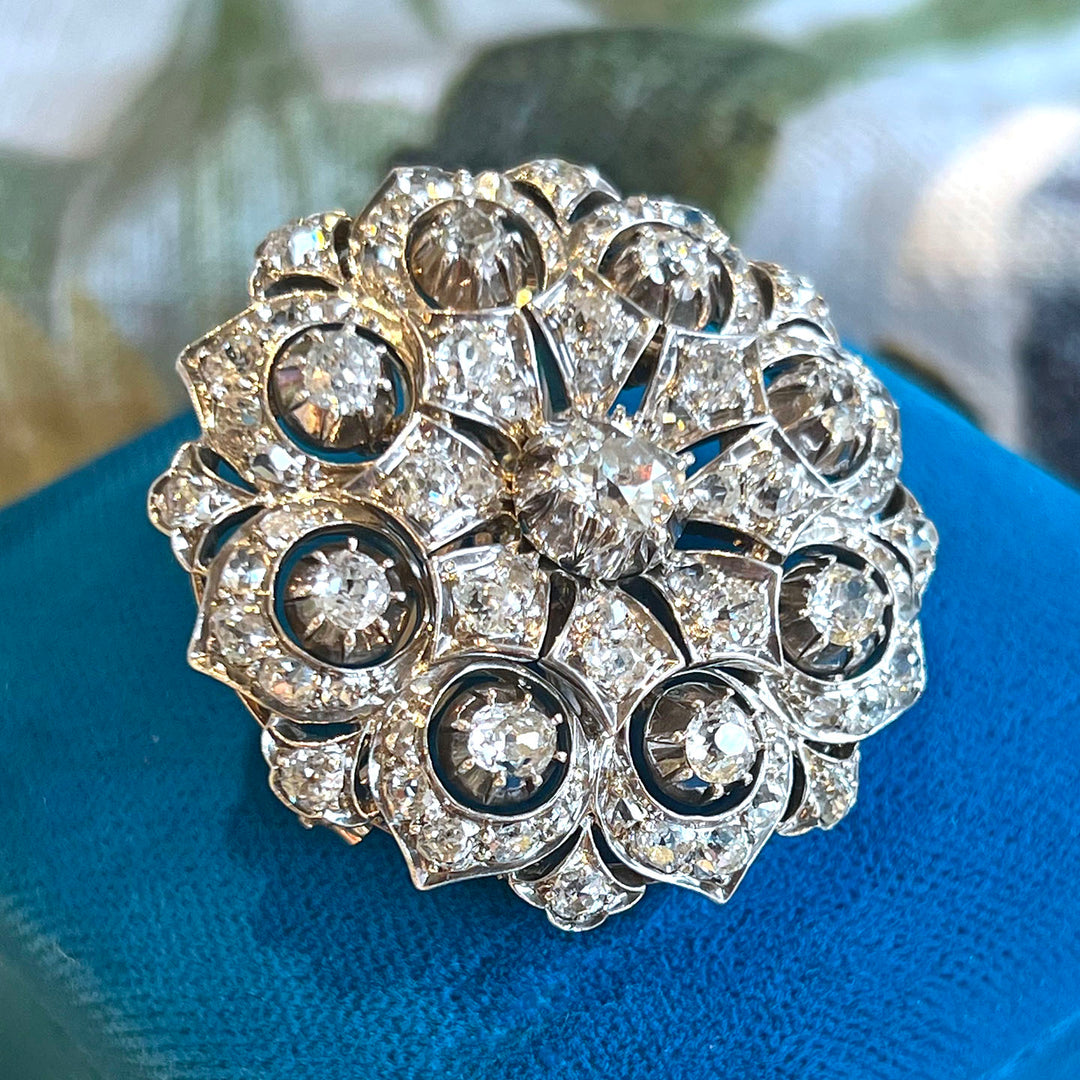 Antique Victorian Diamond Brooch Pendant Gold and Silver Setting c. 1870