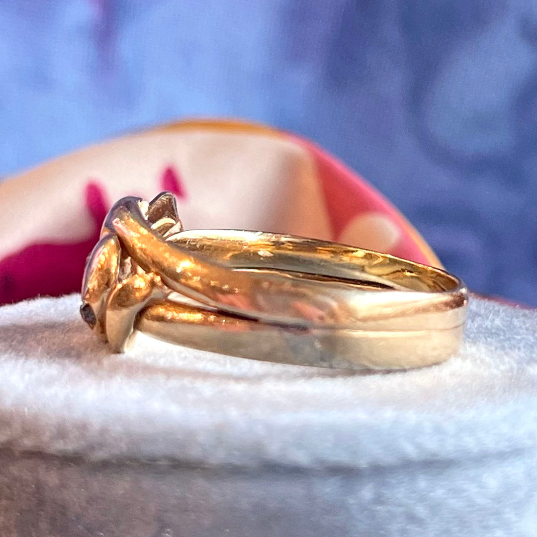 Antique Victorian Double Snake Diamond Gold Ring Men’s c. 1890