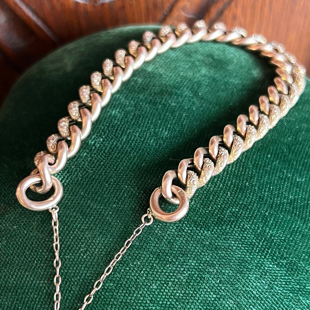 Antique Victorian Gold Heart Padlock Link Bracelet in Original Box, c.1890