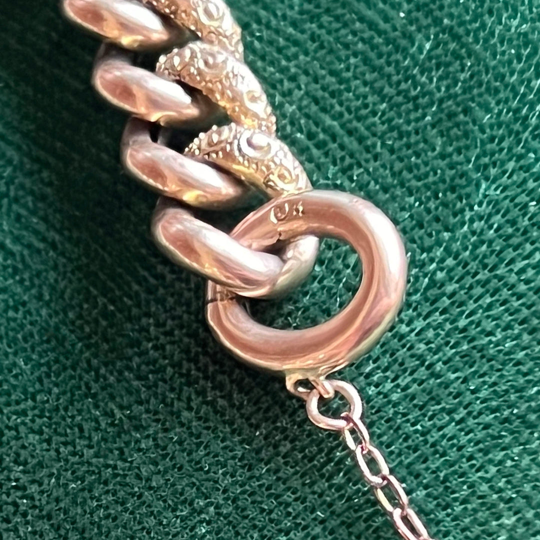 Antique Victorian Gold Heart Padlock Link Bracelet in Original Box, c.1890