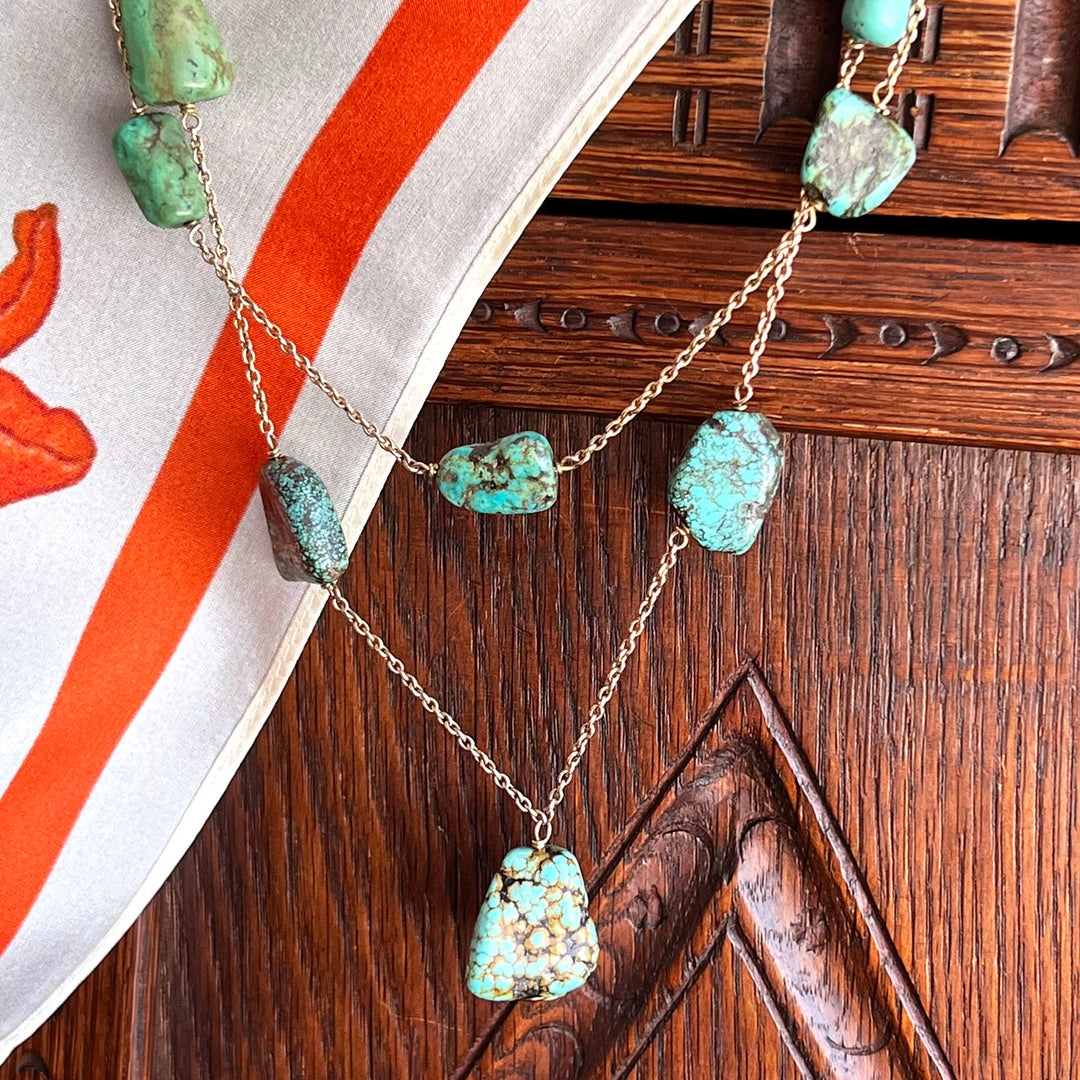 Antique Victorian Gold and Turquoise Necklace c. 1890