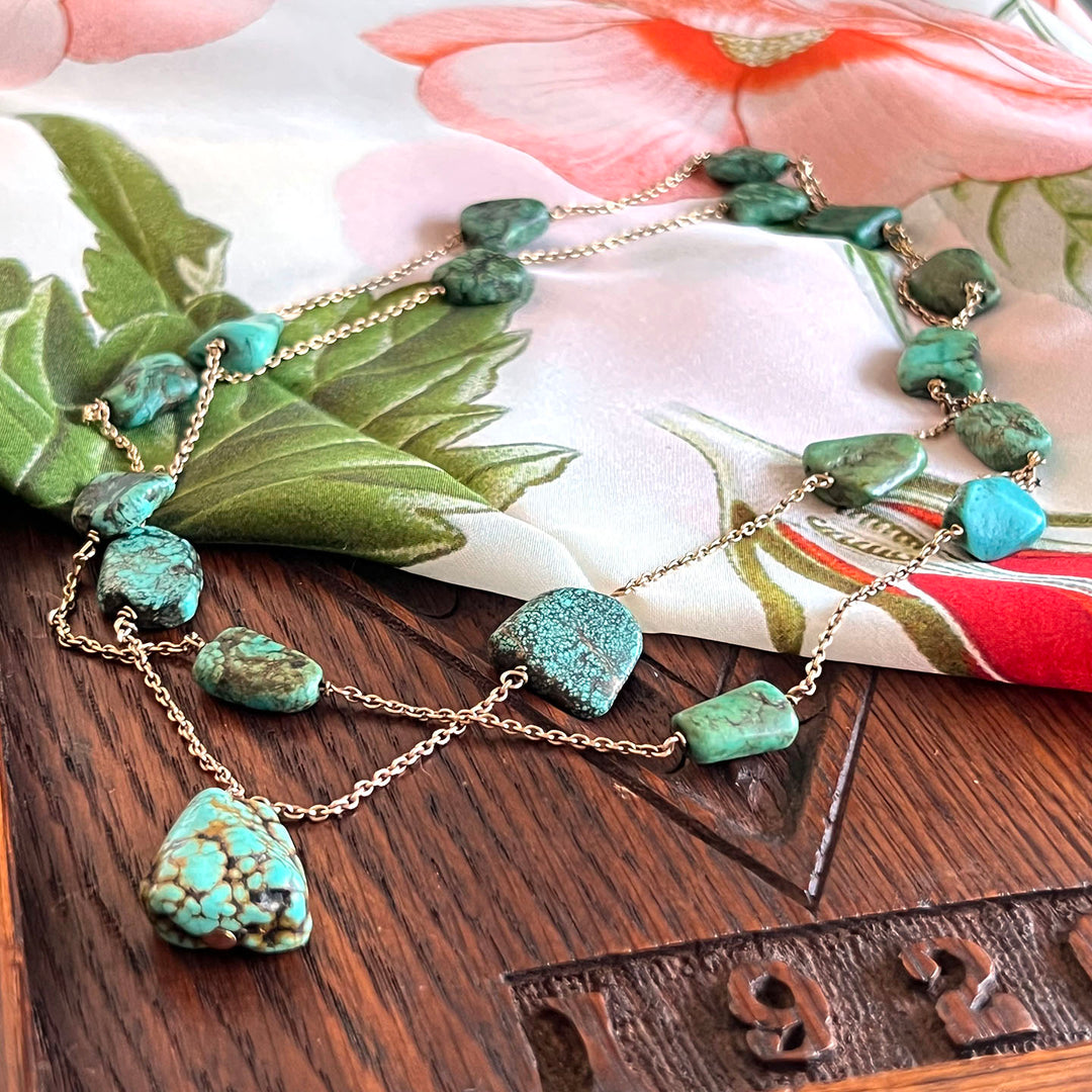 Antique Victorian Gold and Turquoise Necklace c. 1890