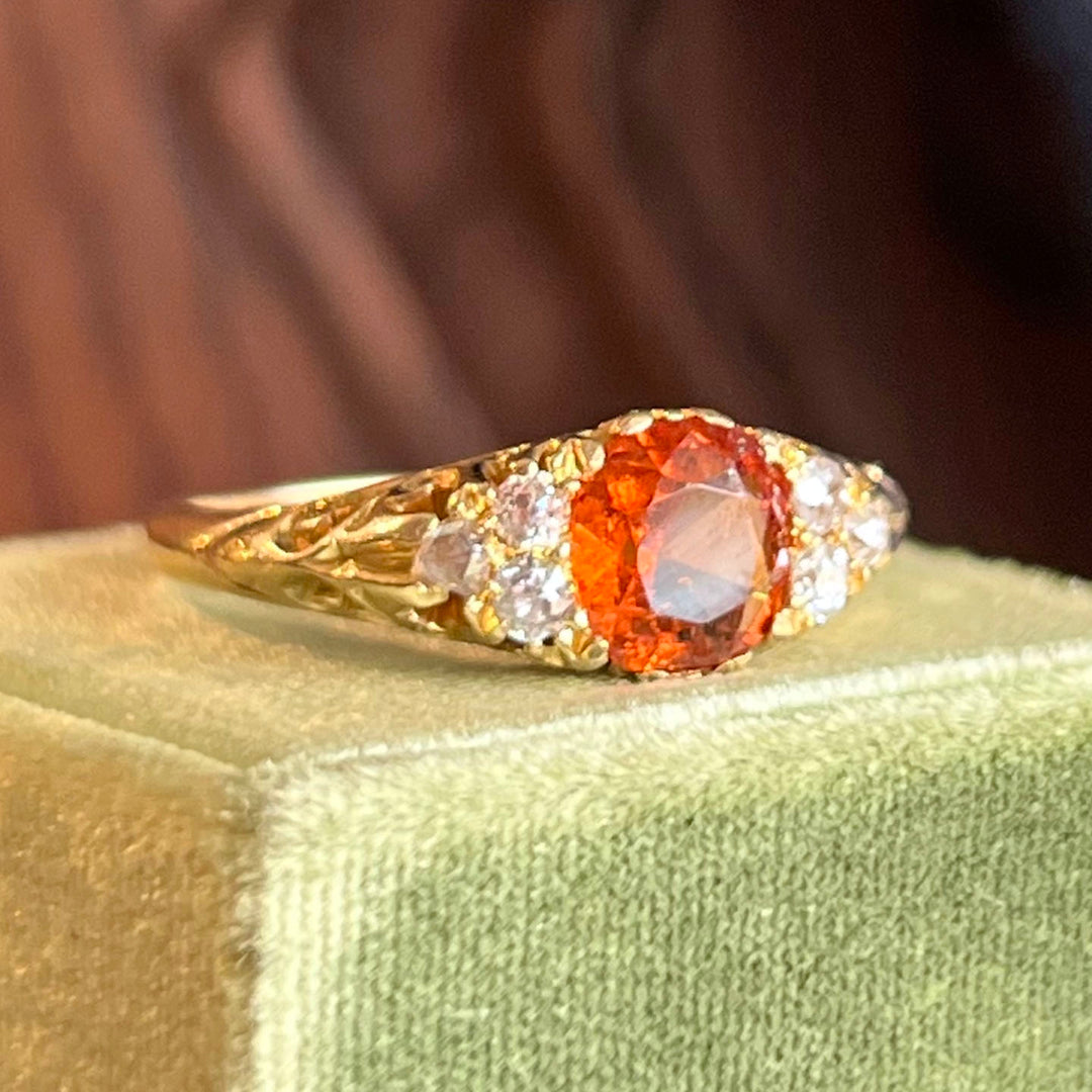 Antique Victorian Topaz Diamond Gold Ring c. 1900