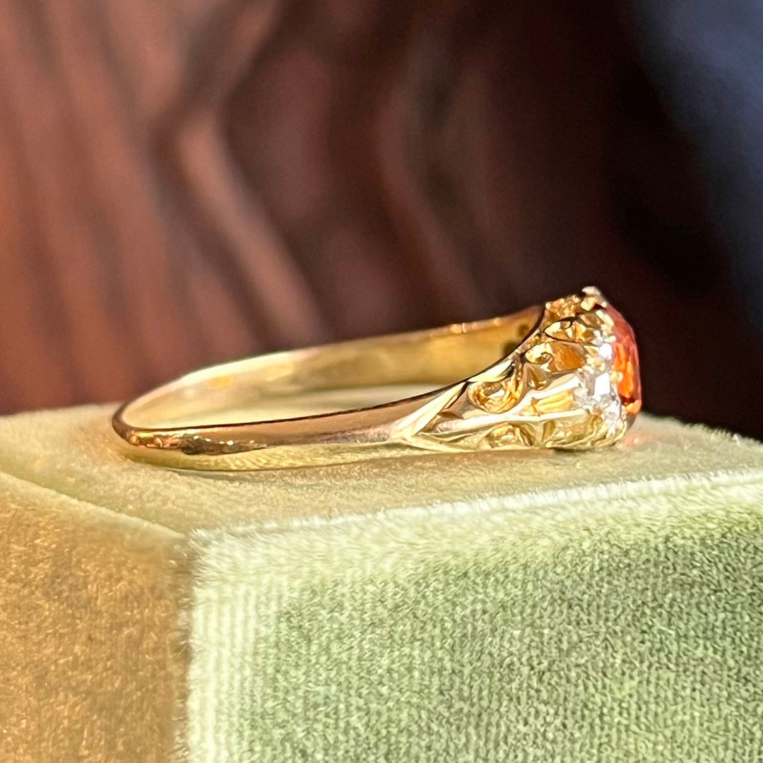 Antique Victorian Topaz Diamond Gold Ring c. 1900