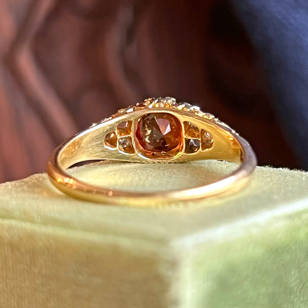 Antique Victorian Topaz Diamond Gold Ring c. 1900