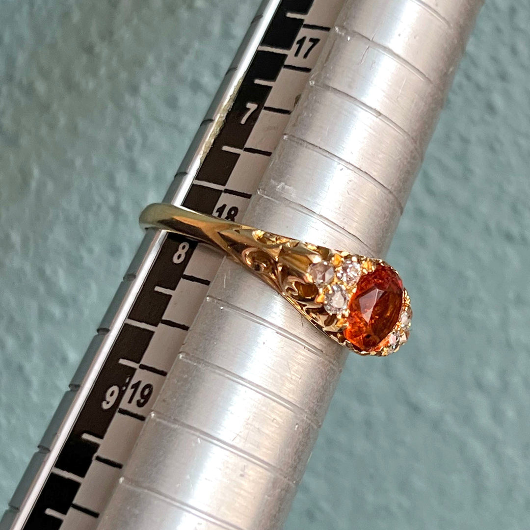 Antique Victorian Topaz Diamond Gold Ring c. 1900