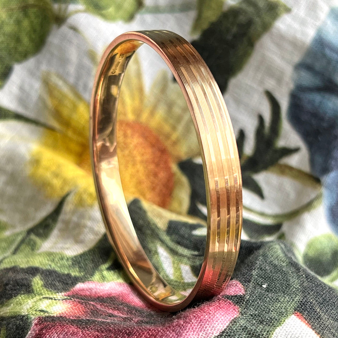 Art Deco 15K Gold Bangle Bracelet, London 1922