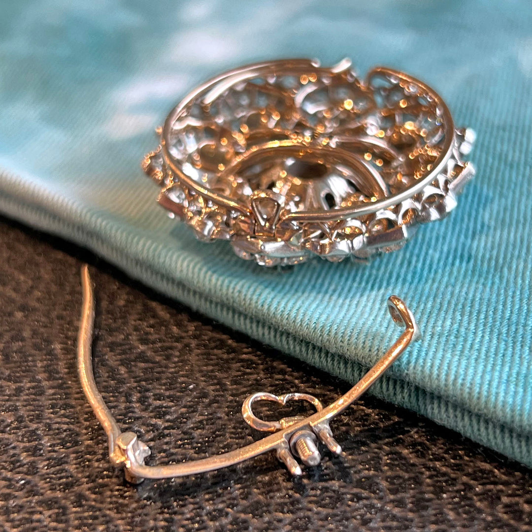 Antique Victorian Diamond Brooch Pendant Gold and Silver Setting c. 1870