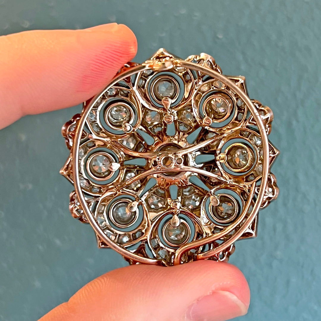 Antique Victorian Diamond Brooch Pendant Gold and Silver Setting c. 1870