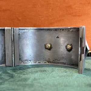 Victorian Silver Enamel Dog Horseshoe Bangle Bracelet in Box
