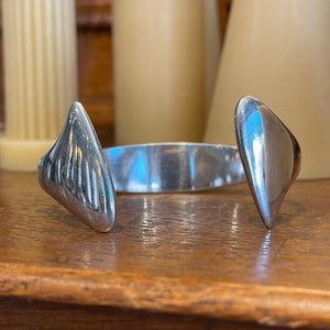 Vintage Danish Silver Cuff Bangle Bracelet Hans Hansen Mid-Century