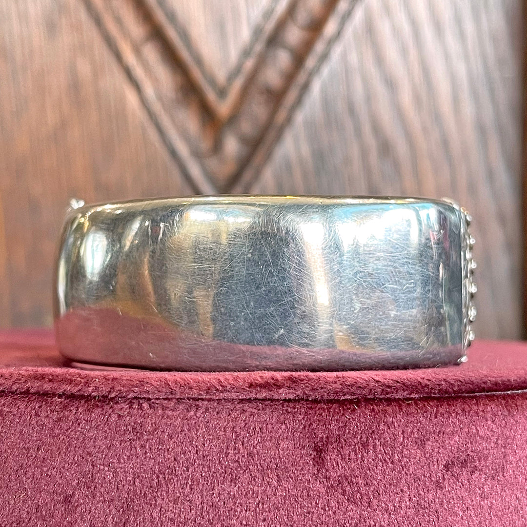 Victorian Silver Embossed Bangle Chester 1882