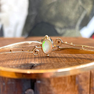 Edwardian Gold and Opal Bangle Bracelet in 15k Gold