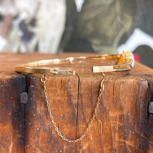 Edwardian Gold and Opal Bangle Bracelet in 15k Gold